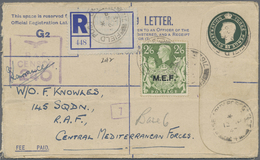 GA Britische Militärpost II. WK: 1943 KGVI. 2s6d. Yellow-green Optd. "M.E.F." Uprating Postal Stationer - Autres & Non Classés