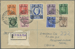 Br Britische Militärpost II. WK: 1950, "B. A. ERITREA" KGVI 10 Sh. And 5C To 75 C On Registered Letter - Other & Unclassified