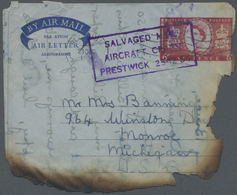 GA Großbritannien - Ganzsachen: 1954 (22./23..12.), GREAT BRITAIN: Four Heavy Burnt Airletters And One - 1840 Buste Mulready