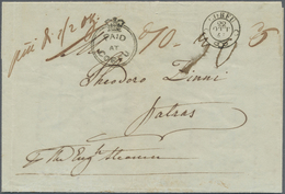 Br Ionische Inseln - Vorphilatelie: 1845, Folded Letter With Black Crowned Double Circle PAID AT CORFU - Ionische Inseln