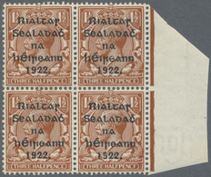 /**/* Irland: 1922 Error "PENCF" On Bottom Right Stamp 1½d. Red-brown Of Right Hand Marginal Block Of Four - Storia Postale