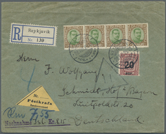 Br Island: 1929, Registered Letter With Cash On Delivery Sent From REYKJAVIK To Hof, Bavaria. - Autres & Non Classés