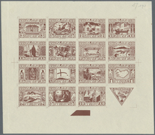 ** Island: 1930, Composite Die Proof Sheet In Dark Brown Of Design Plate Only Of The Complete Set Of 16 - Altri & Non Classificati