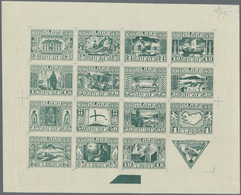 ** Island: 1930, Composite Die Proof Sheet In Dark Olive Green Of Design Plate Only Of The Complete Set - Altri & Non Classificati