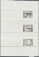 (*) Island: 1930, Cardboard Proof Of Design Plate Of 30 A., The Unisssued 45 A. And The 1 Kr., All In Bl - Autres & Non Classés