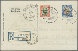 Island: 1931, Zeppelin 30 A. And 1 Kr. Tied By Cds. "REYKJAWIK 30.VI.31" To Registered Card With Zep - Altri & Non Classificati