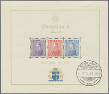 O Island: 1937, Blockausgaben "25 Jahre Regentschaft Von König Christian X" Mit Ersttagsstempel, Papie - Other & Unclassified