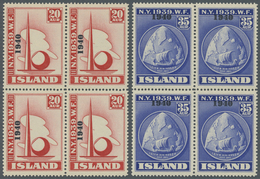 **/ Island: 1940, Weltausstellung New York Mit Aufdruck '1940' Kompl. Satz In Postfrischen Viererblocks - Autres & Non Classés