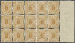 ** Island - Dienstmarken: 1896, 3a. Ocre, Perf. 12¾, Marginal Block Of 15, Bright Colour, Well Perforat - Servizio