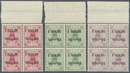 ** Island - Dienstmarken: 1904, Berne Printing, 3a. To 50a., Complete Set As Top Marginal Blocks Of Fou - Officials