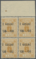 ** Island - Dienstmarken: 1902, Gildi Overprints, 3a. BROWNISH ORANGE (BRUNAKT ORANGE), Top Marginal Bl - Dienstzegels