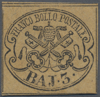 * Italien - Altitalienische Staaten: Kirchenstaat: 1852 3 Baj. In Colour 'camoscio', Mint Lightly Hing - Papal States