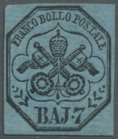 * Italien - Altitalienische Staaten: Kirchenstaat: 1852, Päpstliches Wappen 7 Baj Schwarz Auf Blau All - Stato Pontificio