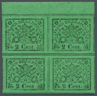 /* Italien - Altitalienische Staaten: Kirchenstaat: 1867: 2 C. Green, Mint Block Of Four From The Sheet - Kerkelijke Staten