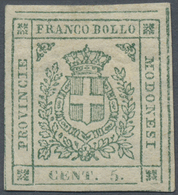 * Italien - Altitalienische Staaten: Modena: 1859, 5c. Green, Fresh Colour, Full Margins, Mint O.g. Wi - Modène