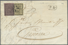 Br Italien - Altitalienische Staaten: Parma: 1855: 25 C Black On Violett + 5 C Black On Yellow, Cancele - Parme