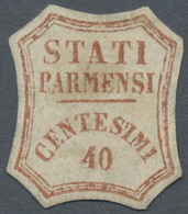 (*) Italien - Altitalienische Staaten: Parma: 1859, 40c Brown-red, Unused No Gum, Cut To Shape And Thinn - Parma