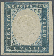 * Italien - Altitalienische Staaten: Sardinien: 1855, 20c Sky Blue "celeste", With Large To Full Margi - Sardegna