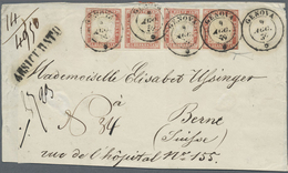 Brfst Italien - Altitalienische Staaten: Sardinien: 1855: Fourth Emission, 40 Cent. Carmine Red, 1859 Prin - Sardegna