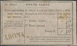 O Italien - Altitalienische Staaten: Sardinien: 1859: Sardinian Postage Due Stamp/from, Used In ARONA, - Sardinien