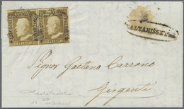 /Br Italien - Altitalienische Staaten: Sizilien: 1859: 1 Gr Olivebrown, 1st Plate, 1 State, Naples Paper - Sicily