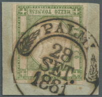 Brfst Italien: 1861, Neapolitan Provinces ½ Tor Green, Showing Inverted Effigy And Used On Small Piece, Ti - Marcofilie
