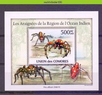 Nep019b  4 Einzelblocks FAUNA SPINNEN GELEEDPOTIGEN 'INSECTEN INSECTS' SPIDERS SPINNENTIERE COMORES 2009 PF/MNH # - Spinnen