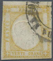 O Italien: 1861, 20gr. Yellow, Fresh Colour, Touched To Full Margins, Shifted Embossing Towards Lower - Marcophilia