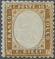 * Italien: 1862, 10c. Brown, Better Shade, Fresh Colour, Normally Perforated, Mint O.g., Creasing At U - Marcophilia