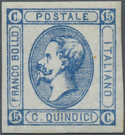 ** Italien: 1863, 15c. Blue, Type I, Fresh Colour, Full To Wide Margins, Unmounted Mint, Signed A.Diena - Marcophilia