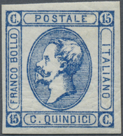 ** Italien: 1863, 15c. Blue, Type I, Fresh Colour, Full To Wide Margins, Unmounted Mint, Signed A.Diena - Marcophilia