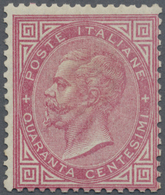 * Italien: 1863 40c. Rose-carmine, Mint With Hinge Mark On Original Gum, Well Perforated, Fresh And Fi - Marcophilie