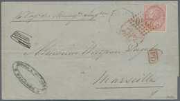 Br Italien: 1863, De La Rue 40c Red (usual Perforation) Tied By French "2240" Gros Chiffres IN RED ! Of - Storia Postale