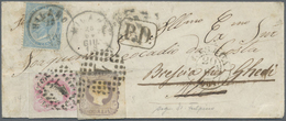 Br Italien: 1864: 100 + 25 Reis, Tied By Dotted Numeral "1" On Letter From Lissabon To Mailand, Forward - Marcofilie