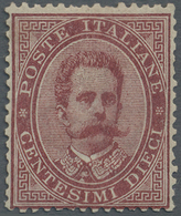 ** Italien: 1879, 10c. Carmine, Fresh Colour, Normally Perforated With Some Irregular Perfs, Unmounted - Marcophilie