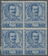 **/*/ Italien: 1901, König Viktor Emanuel III. 25 C. Blau Im Viererblock, Postfrisch Bzw. Die Oberen Marke - Marcophilie