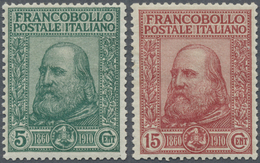 * Italien: 1910, 50th Anniversary Of Liberation Of Sicily (Garibaldi), 5c. Green And 15c. Rose, Fresh - Marcophilia