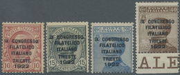 * Italien: 1922, Philatelic Congress Triest, Complete Set Mint O.g., Several Signatures, E.g. A.Diena, - Storia Postale