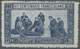 ** Italien: 1926, San Francesco, 1.25l. Blue In Rare Perf. 13½, Unmounted Mint, Signed And Certificate - Marcophilia