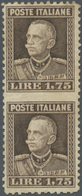 ** Italien: 1927, Viktor Emanuel III. 1.75 Lire Braun Im Senkrechten Paar MITTE UNGEZÄHNT, Postfrisch ( - Marcophilia