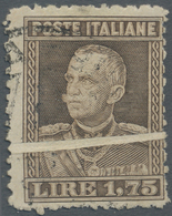 O Italien: 1927, König Viktor Emanuel III. 1,75 L. Braun Gez. 11 Mit Horiz. Breiter PAPIERFALTE Sauber - Marcophilia