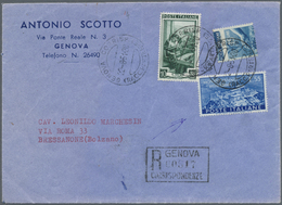 Br Italien: 1951, 15 L Blue With Horizontal Strongly Displaced Perforation, Mixed Franking On Registere - Marcophilia