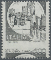 (*) Italien: 1980, 600 L Scaliger-Kastell, Simione, In Black Without Green Color And Misperforated, With - Marcophilia