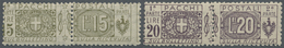 ** Italien - Paketmarken: 1922, Wappen Und Wertziffer 15 L. Olivgrau Und 20 L. Bräunlichlila Mit Wz. Kr - Postal Parcels