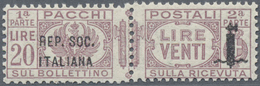 ** Italien - Paketmarken: 1944, "REPUBBLICA SOCIALE" Overprint, 20l. Lilac, Unmounted Mint, Shifted Per - Paketmarken