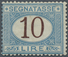 * Italien - Portomarken: 1874, 10l. Blue/brown, Fresh Colour, Well Perforated, Mint O.g., Faint Toning - Segnatasse