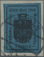 Brfst Italien - Lokalausgaben 1918 - Meran: 1918 Hilfspost Meran 5 Heller Dunkelblau Gestempelt Meran (Ste - Meran