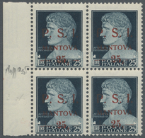 **/ Italien - Lokalausgaben 1944/45 - Mantova: 1944, 25 On 25l. Slate, Marginal Block Of Four, Unmounted - Sonstige & Ohne Zuordnung