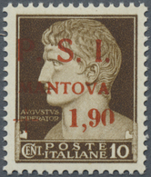 ** Italien - Lokalausgaben 1944/45 - Mantova: 1945, Kaiser Augustus 10 C. Braun Mit Rotem Aufdruck 'P. - Altri & Non Classificati