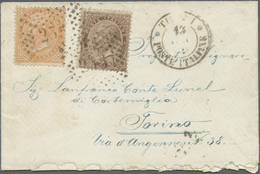 Br Italienische Post Im Ausland - Allgemeine Ausgabe: 1870, Small Ladies Envelope Franked With 10 And 3 - Andere & Zonder Classificatie